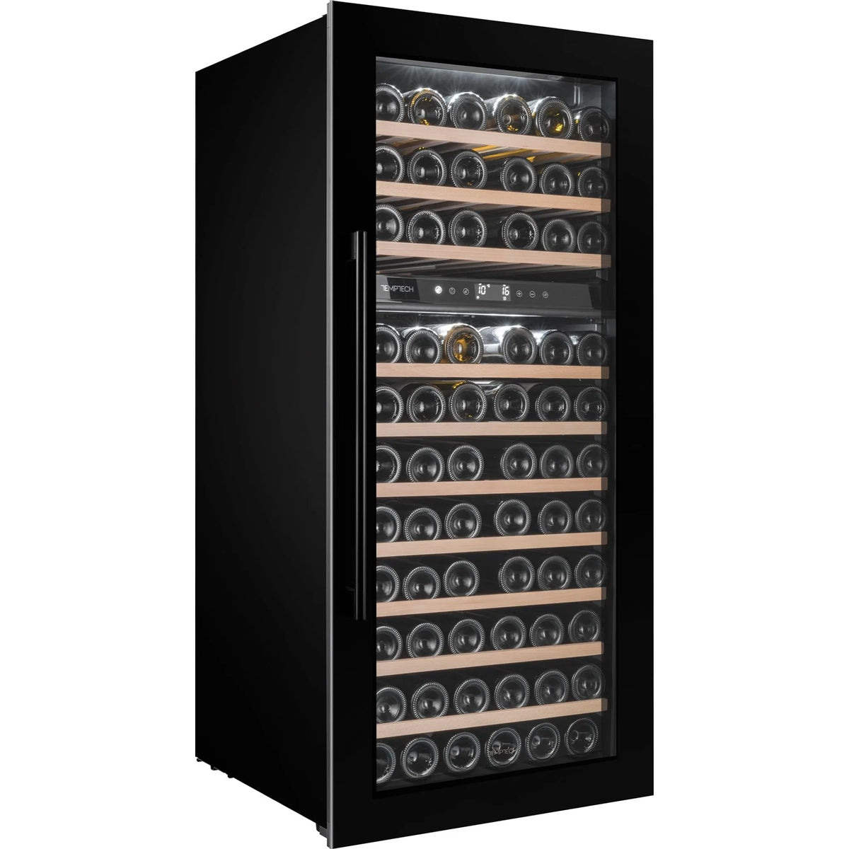 Temptech Oslo OZ124DB-24 inbouw wijnkoelkast, schuin vooraanzicht