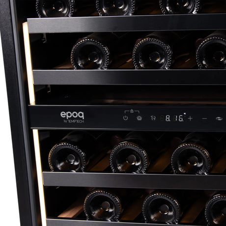 Bedieningspaneel van de Temptech Epoq EWDU60B25G met twee temperatuurzones