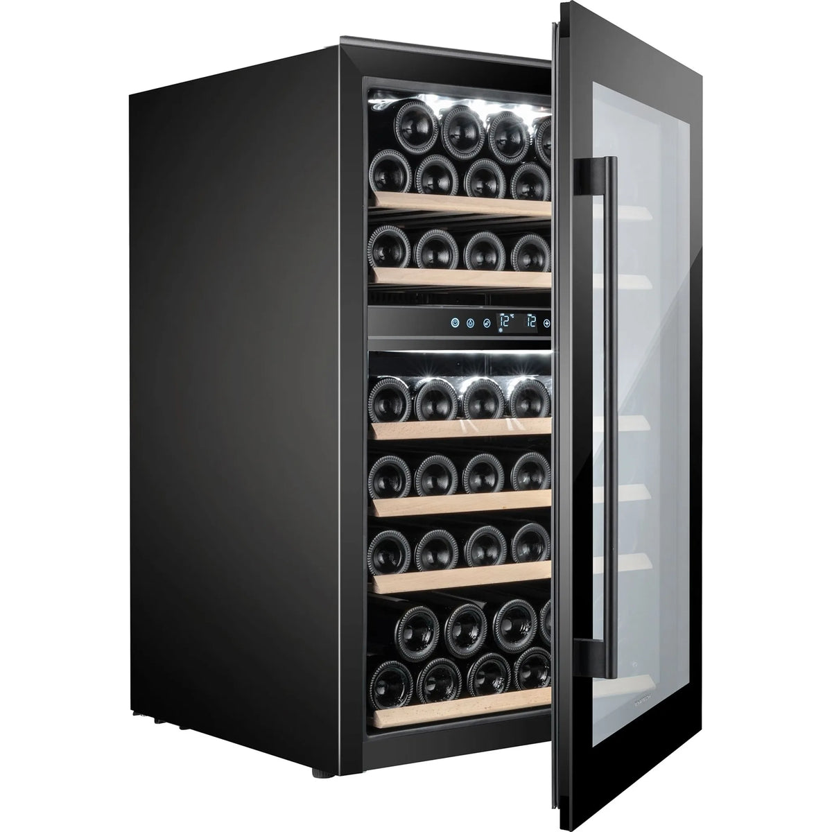 Temptech Oslo OZ90DB-24 inbouw wijnkoelkast, schuin met open deur